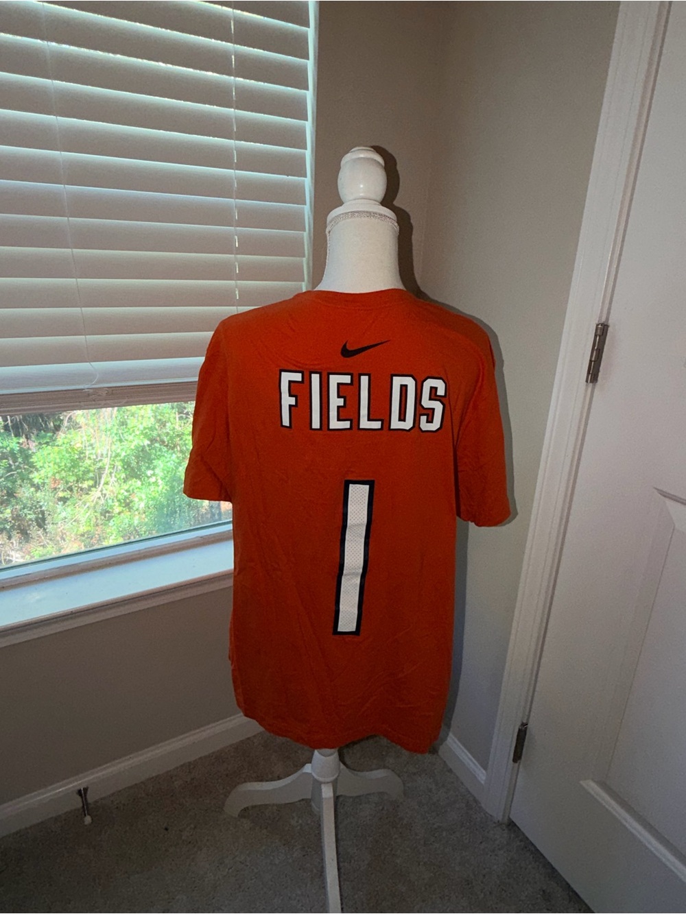 Nike Chicago Bears Justin Fields #1 Orange Football Jersey Large